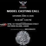 Lagos Model Casting Call: Saturday, June 27, 2026