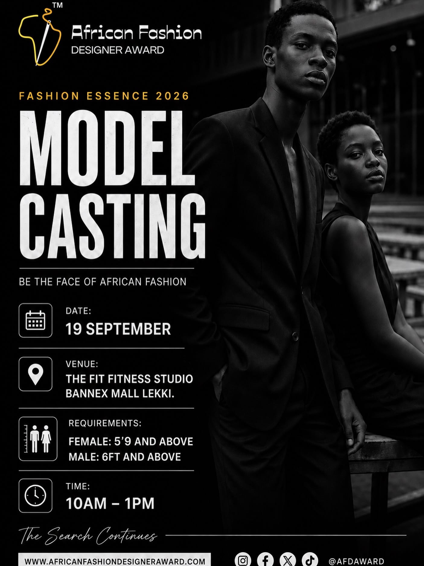 Read more about the article African Fashion Designer Award 2026 Model Casting in Lagos: Date, Venue, Requirements and Preparation Guide