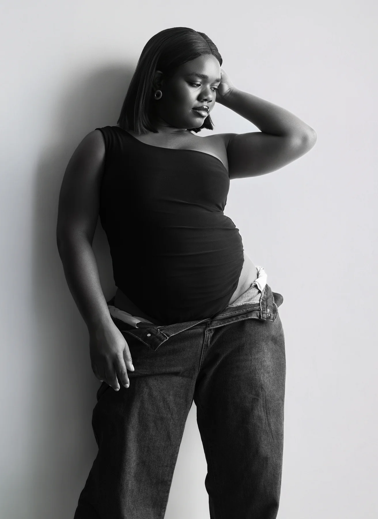 Signed CURV model in black and white editorial portrait
