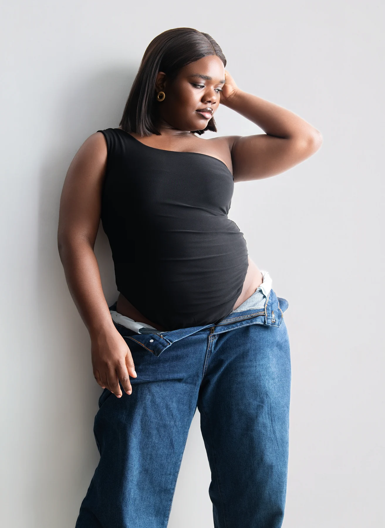 CURV model editorial standing portrait