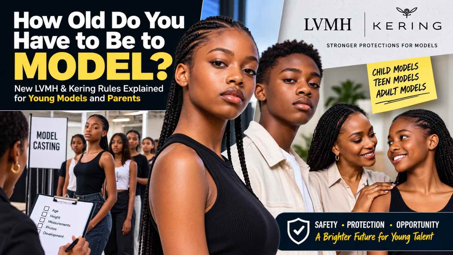 Read more about the article How Old Do You Have to Be to Model? New LVMH & Kering Rules Explained for Young Models and Parents