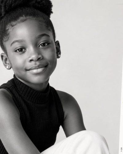 Young child model learning confidence and posing with a kids modeling agency in Lagos Nigeria