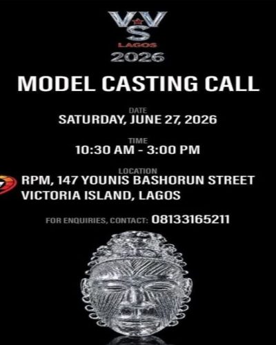 Model casting call flyer for Lagos fashion event on Saturday June 27 2026