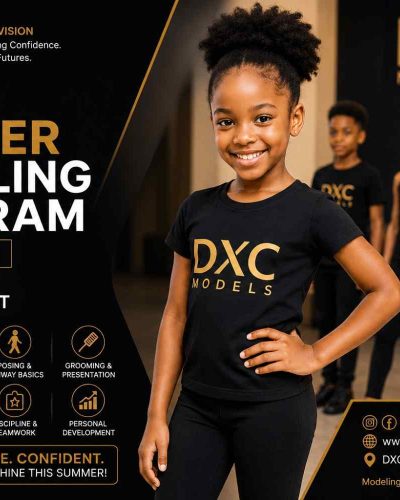 Young child model attending a summer modeling program in Lagos Nigeria