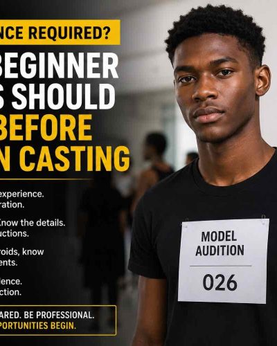 Beginner male model preparing for an open modelling casting in Lagos