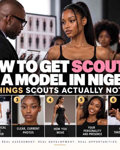 How to get scouted as a model in Nigeria showing aspiring models being assessed for market fit, physical profile, movement, personality, direction and professional behaviour.