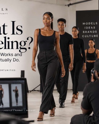 DXC Models training session showing professional models walking, posing and taking direction in a studio